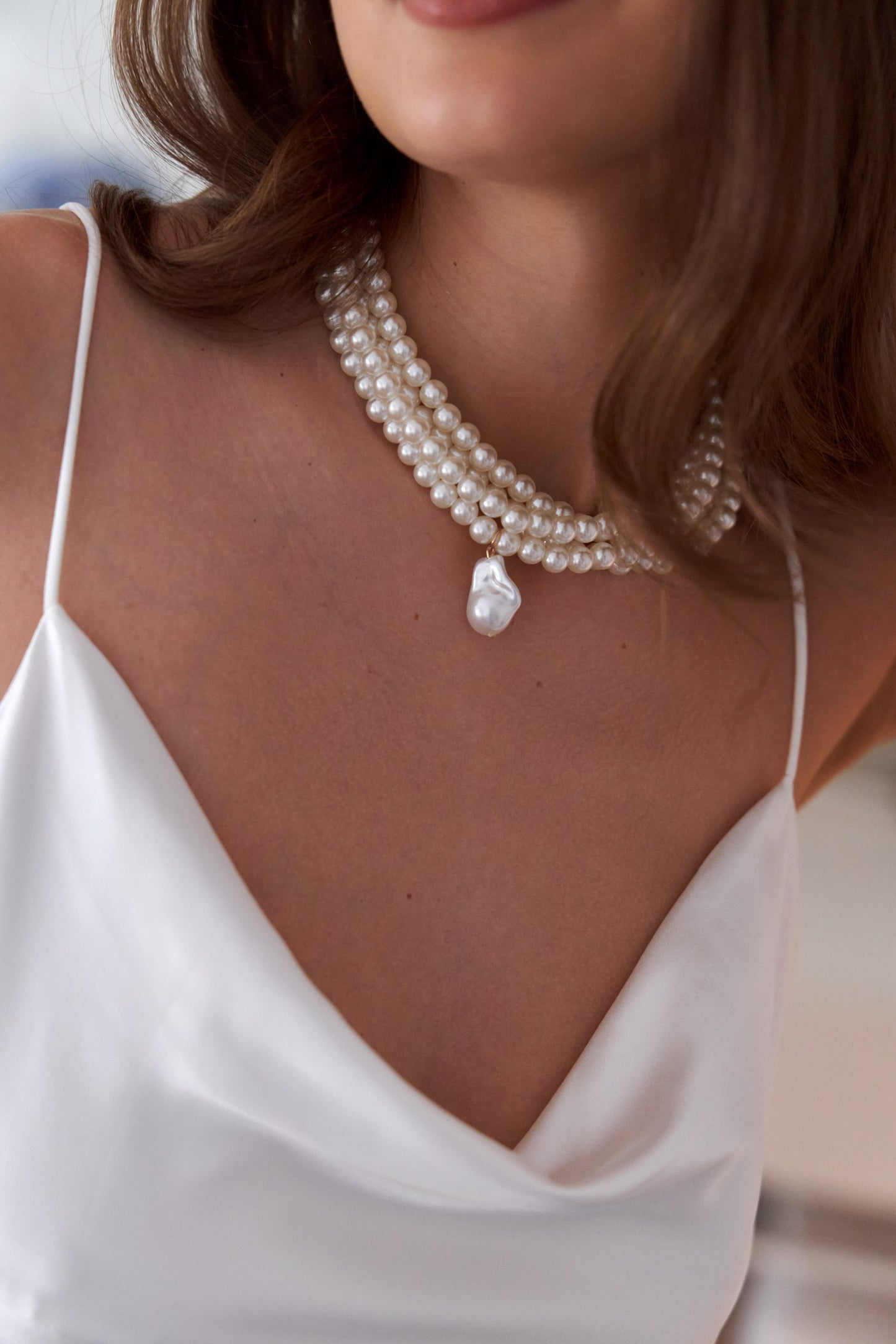 Collar de perlas para novia - choker vintage
