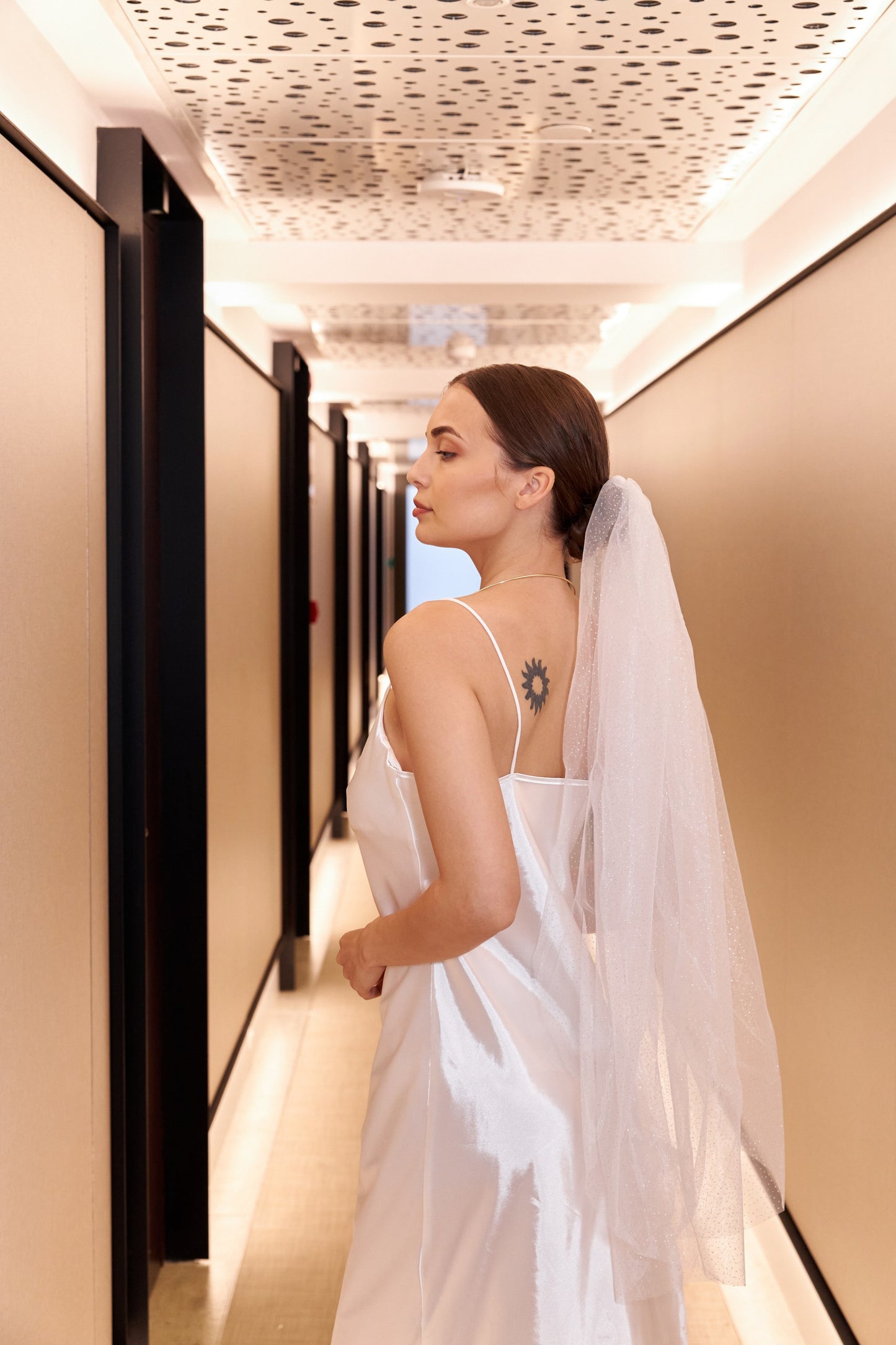 Velo de novia brillante - blanco, 95 cm