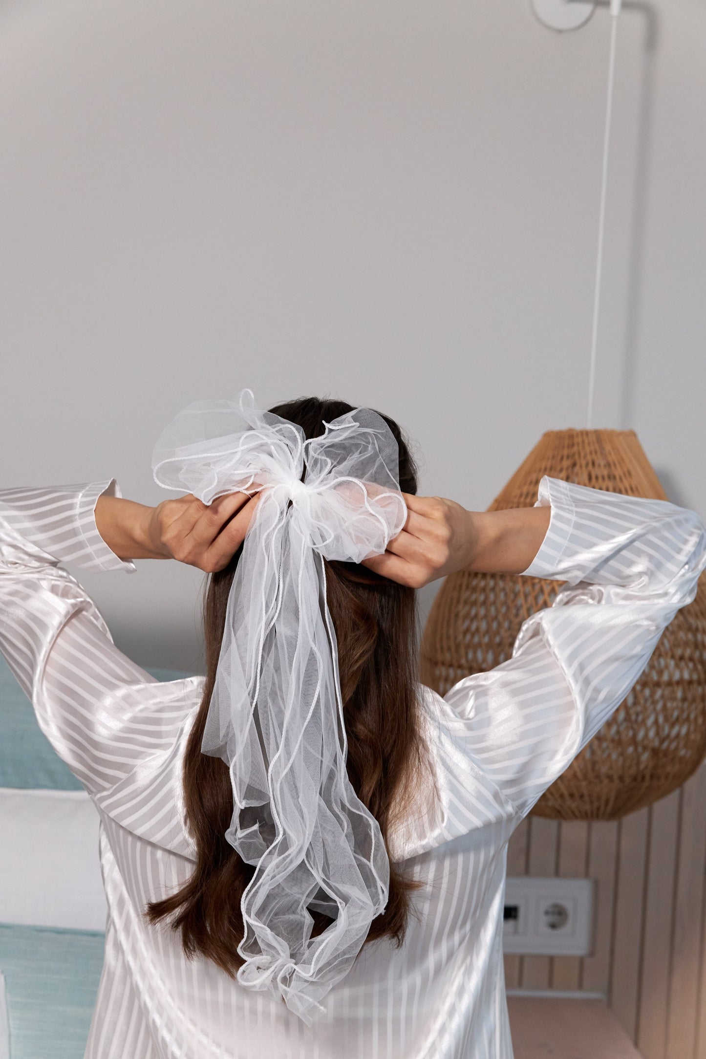 Pasador de Pelo de Boda con Lazo - Blanco