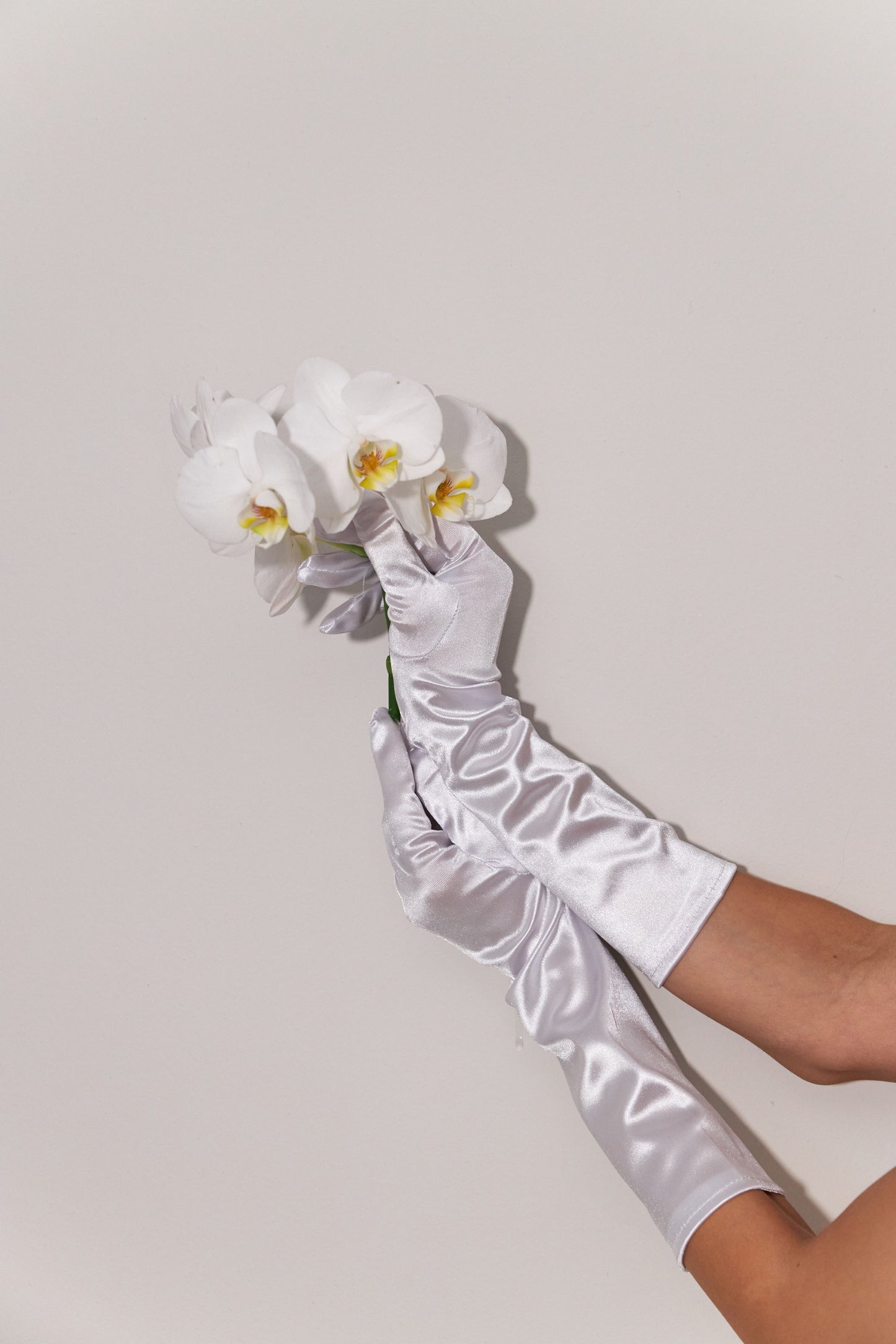 Guantes  desmontables de guantes blancos elásticos de satén para vestidos de novia - 38 cm