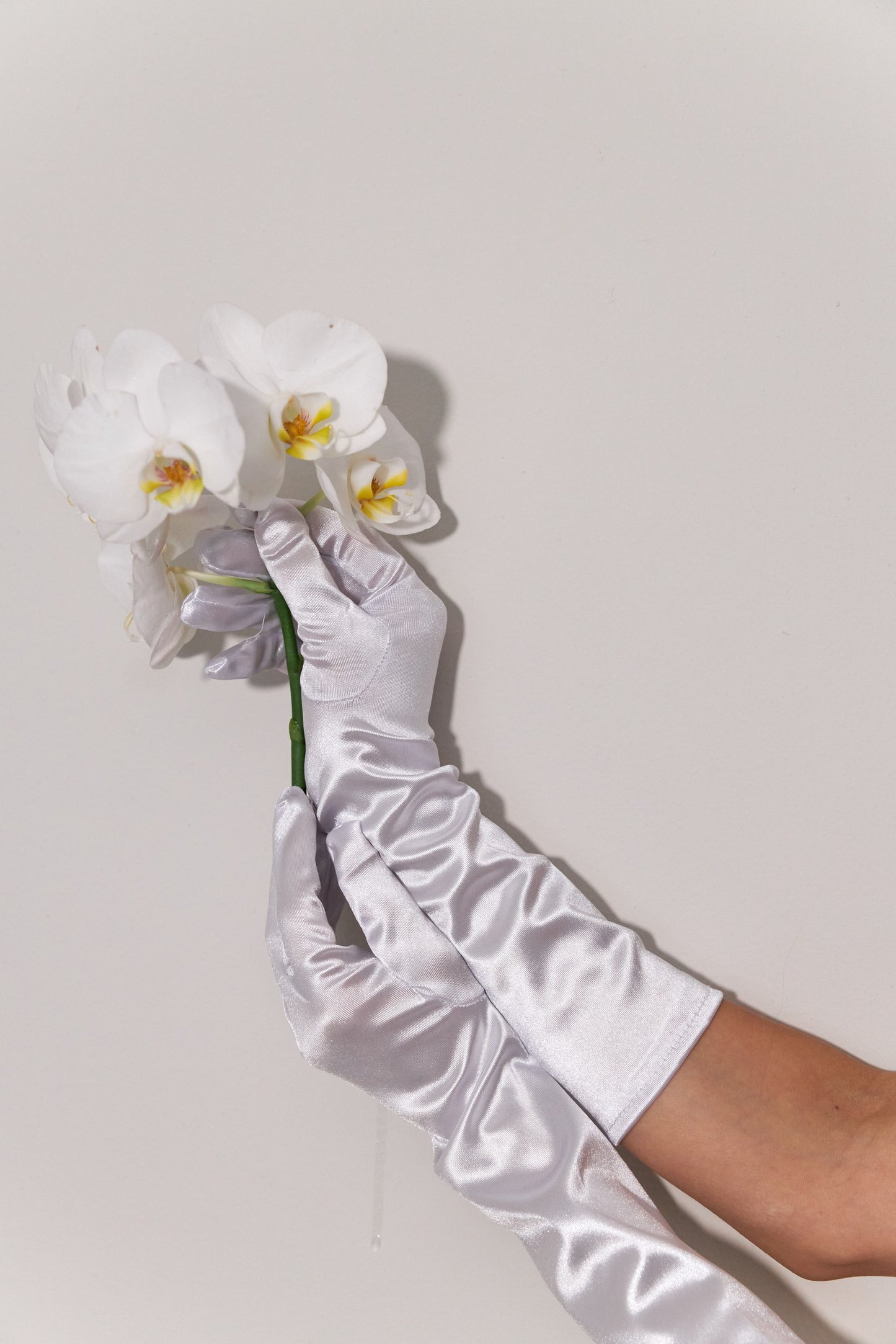 Guantes  desmontables de guantes blancos elásticos de satén para vestidos de novia - 38 cm