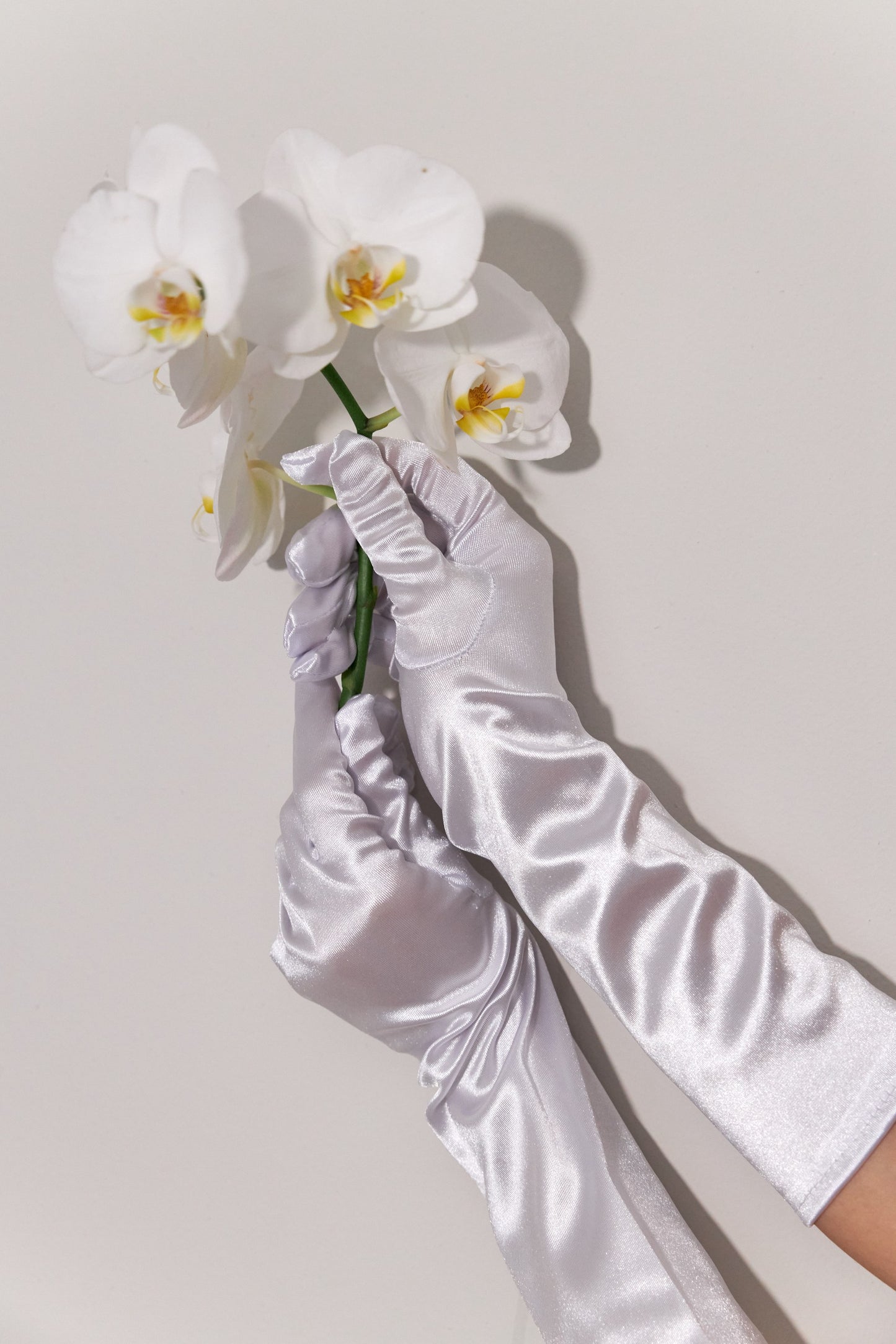 Guantes  desmontables de guantes blancos elásticos de satén para vestidos de novia - 38 cm