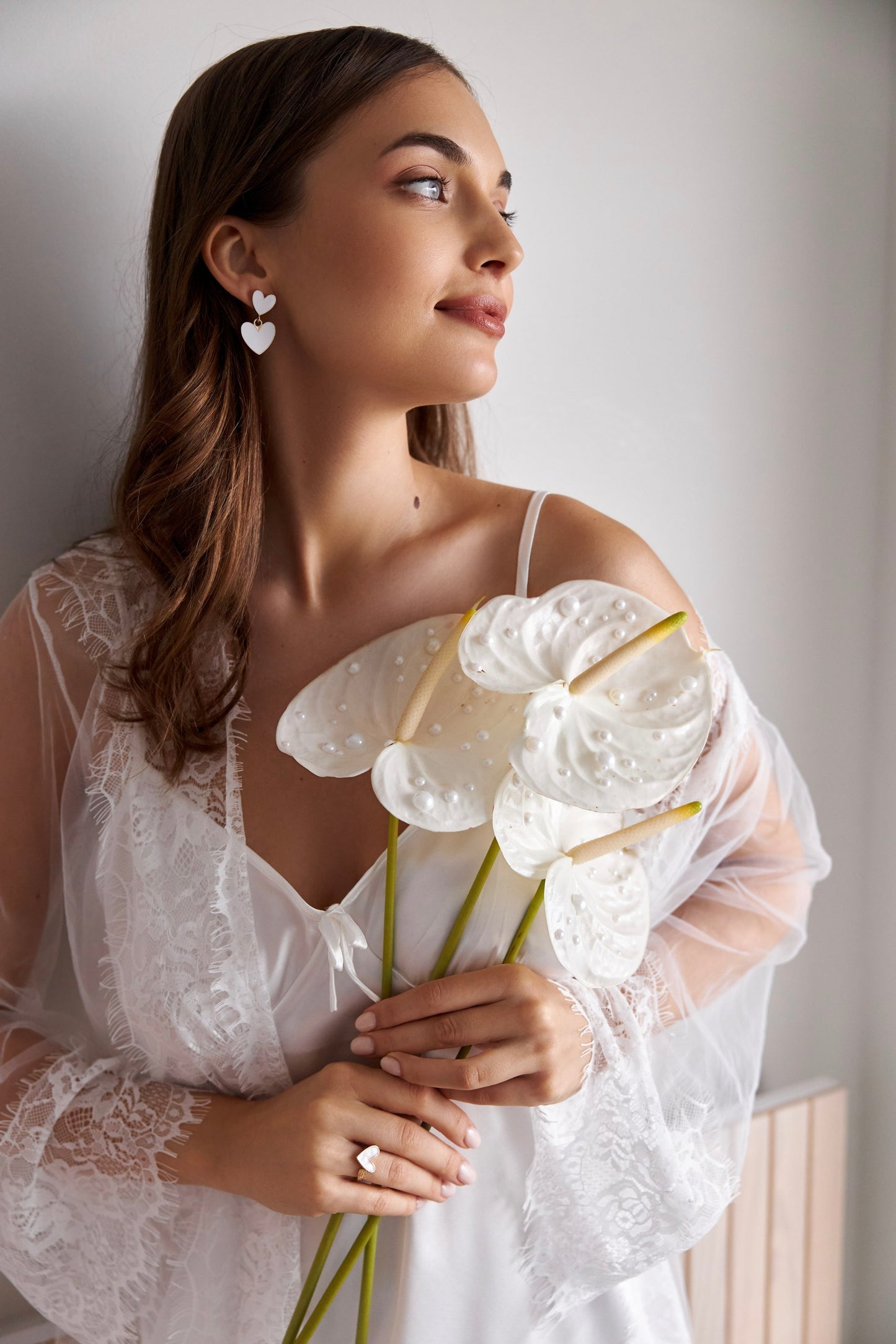 Pendientes con corazón para novia